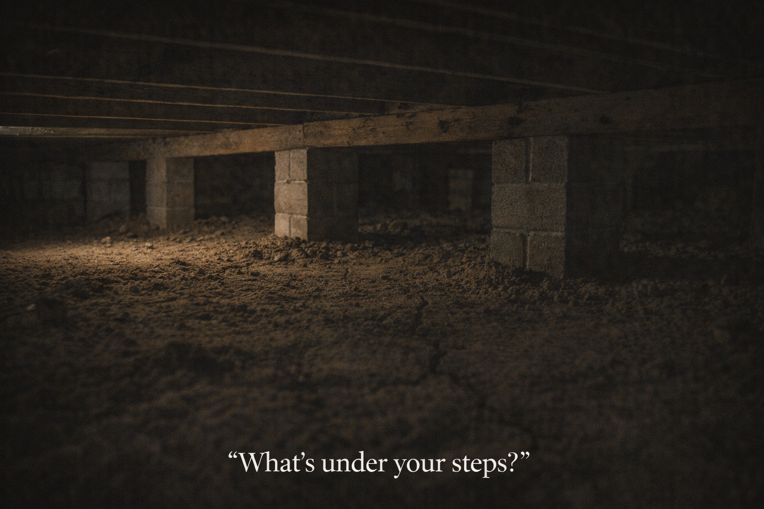 In the crawlspace beneath the trailer: raw sand and darkness as the Geiger counter clicks